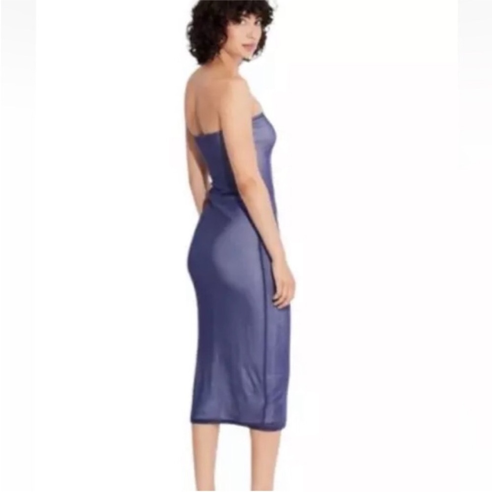 🆕 Wild Fable Strapless Mesh Blue Overlay Midi Dress Size M & XL Avail | NWT - Picture 5 of 8